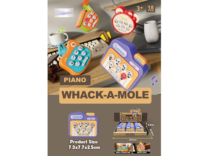 WHACK-A-MOLE PIANO W/LIGHT & MUSIC,18PCS/DISPLAY BOX - HP1212534