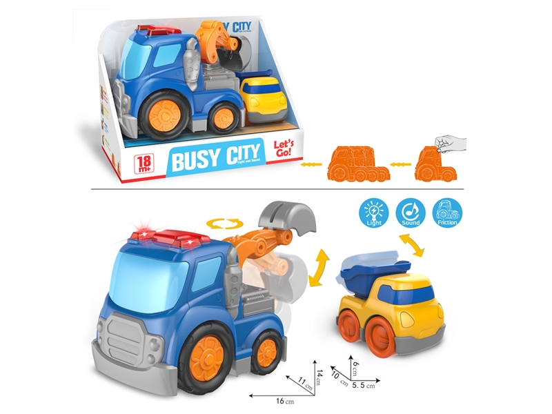 FRICTION TRUCK W/FREE WAY CAR & LIGHT & SOUND - HP1215191