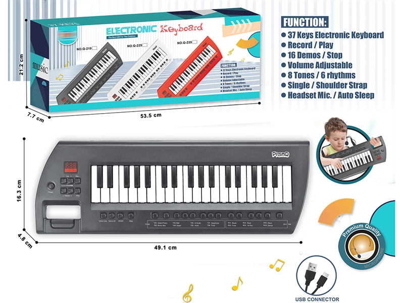 37-KEY ELECTRONIC ORGAN W/MICROPHONE - HP1216193