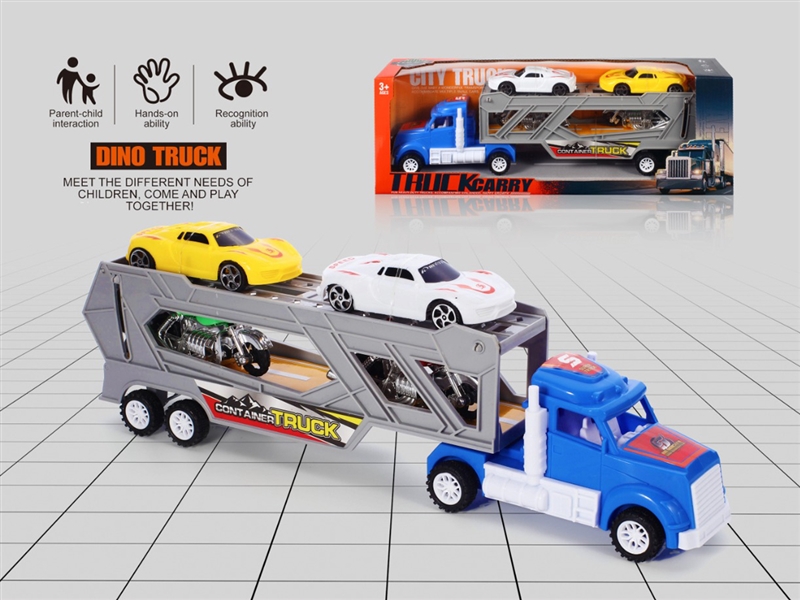 FRICTION TRUCK W/2PCS MOTORCYCLE  & 2PCS CAR - HP1221613