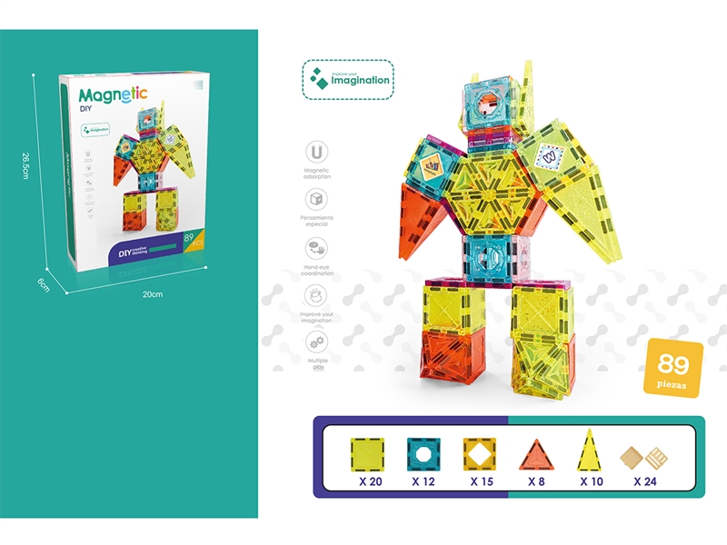 5.5CM MAGNETIC BUILDING BLOCKS 89PCS - HP1221909