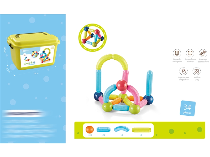 MAGNETIC BUILDING BLOCKS 34PCS - HP1221914