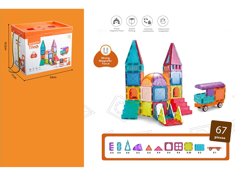 7.5CM MAGNETIC BUILDING BLOCKS 67PCS - HP1221922