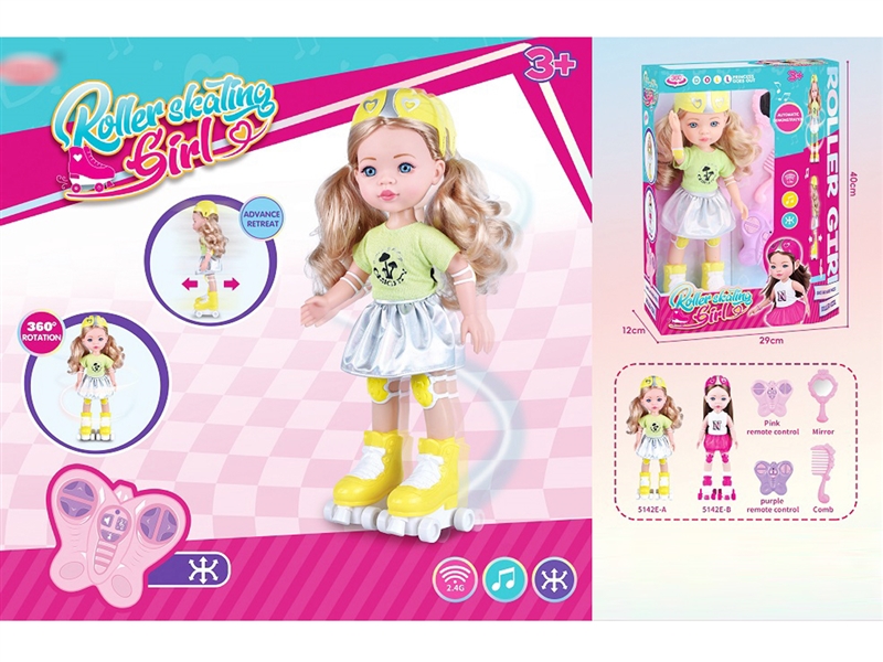 2.4G R/C ROLLER SKATING GIRL W/MUSIC,2COLOURS - HP1223442