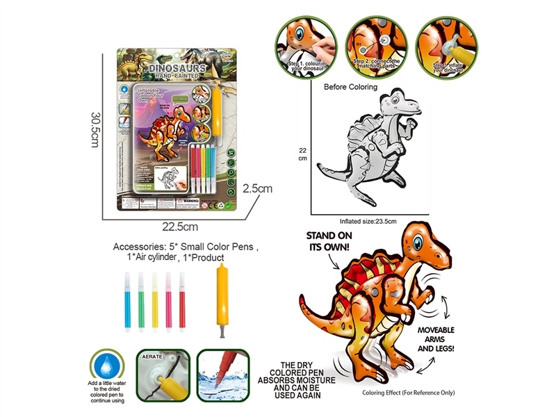 DINOSAURS HAND-PAINTED W/AIR CYLINDER - HP1224371