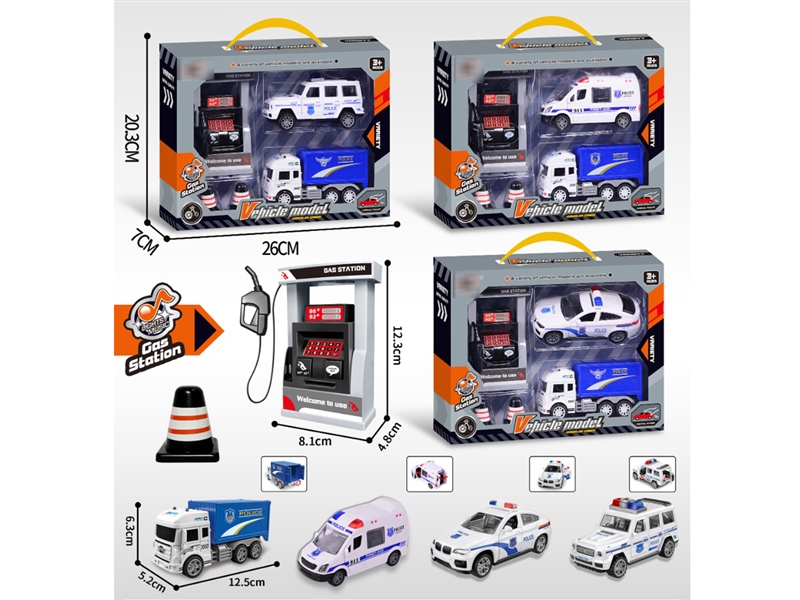 FRICTION  POLICE CAR SET W/LIGHT & MUSIC,3ASST - HP1225119