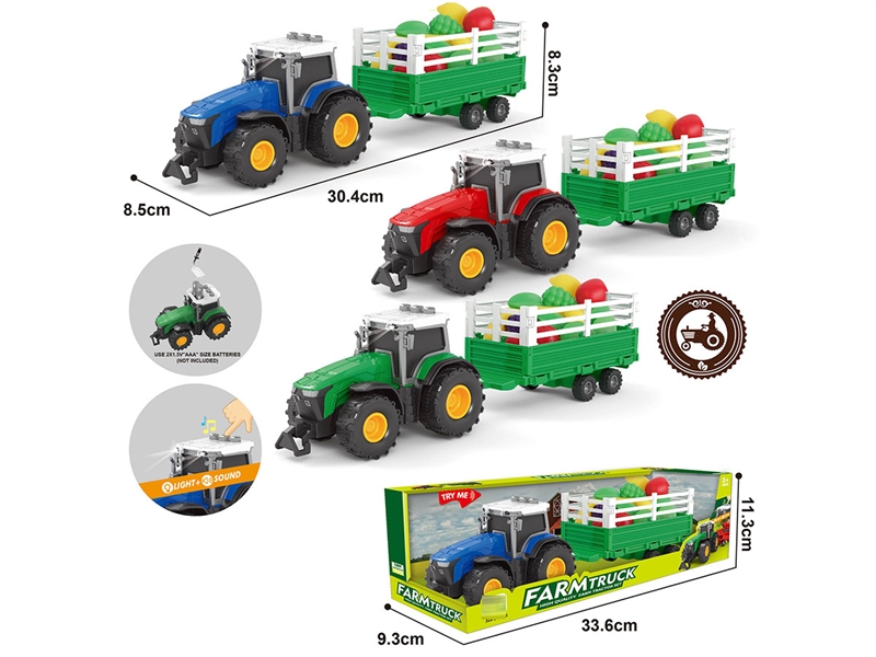 FRICTION FARMER CAR W/LIGHT & MUSIC,3COLOURS - HP1226306