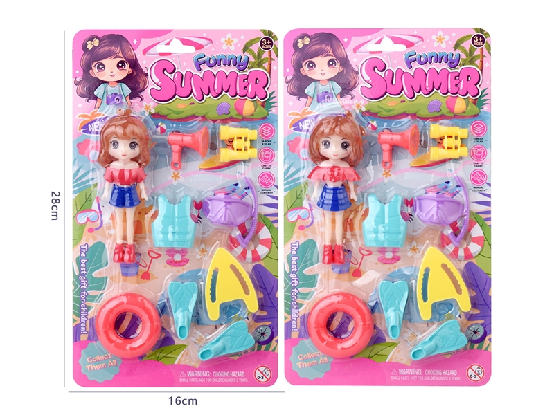 SUMMER BEACH TOYS SET W/DOLL,2ASST - HP1226341