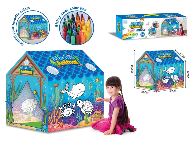 DIY DOODLE OCEAN TENT PLAYHOUSE (WITH 12 COLORED PENS) - HP1227576