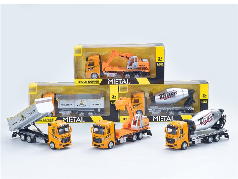 1:32 PULL BACK DIE CAST CONSTRUCTION CAR,3ASST - HP1227697