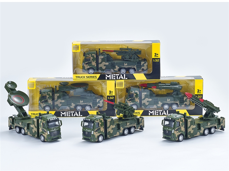 1:32 PULL BACK DIE CAST MILITARY CAR，3ASST - HP1227703