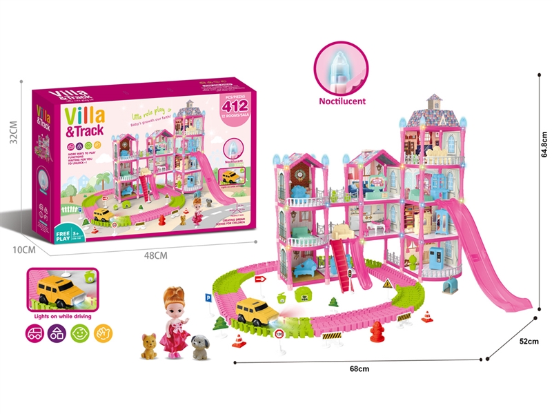 DIY NOCTILUCENCE VILLA W/DOLL，412PCS - HP1227789