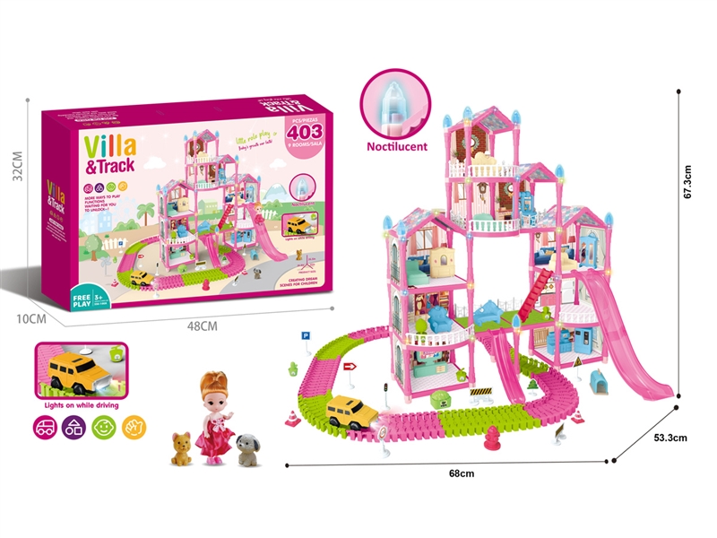 DIY NOCTILUCENCE VILLA W/DOLL，403PCS - HP1227790