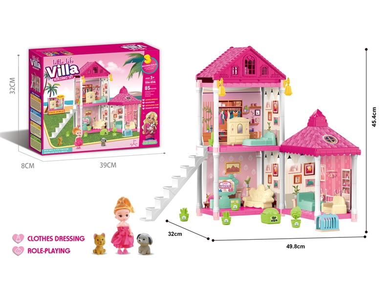 DIY VILLA SET W/DOLL,85PCS - HP1227792