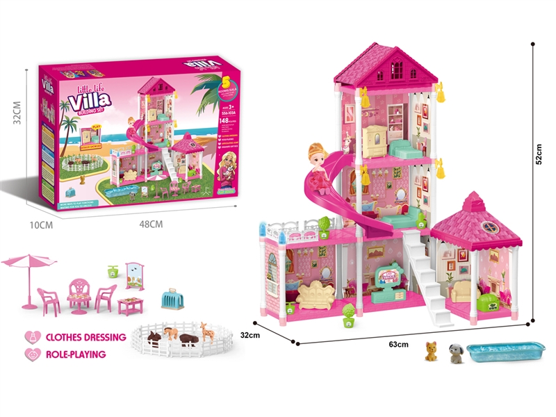 DIY VILLA SET W/DOLL,148PCS - HP1227796