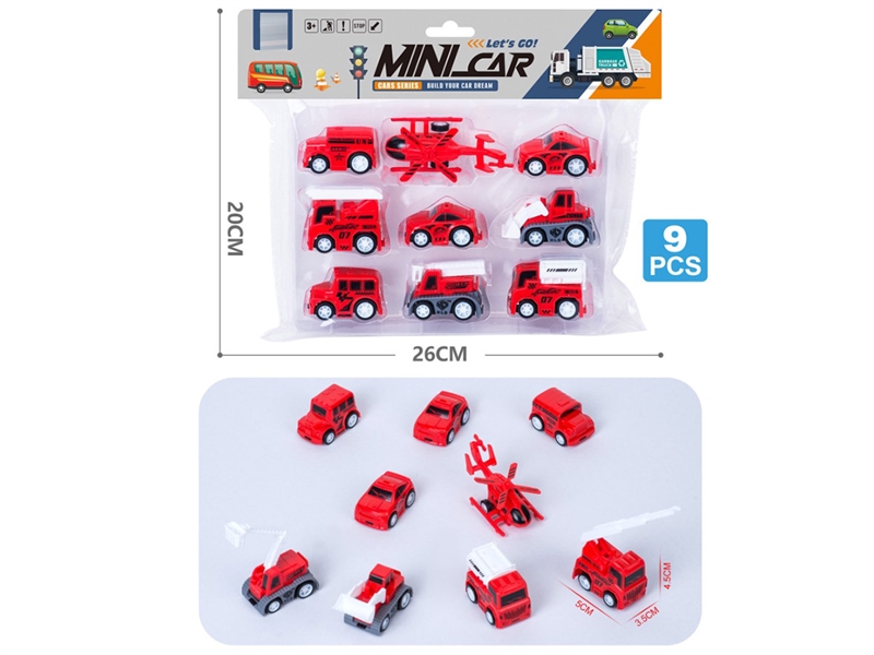 PULL BACK FIRE CAR 9PCS - HP1228902