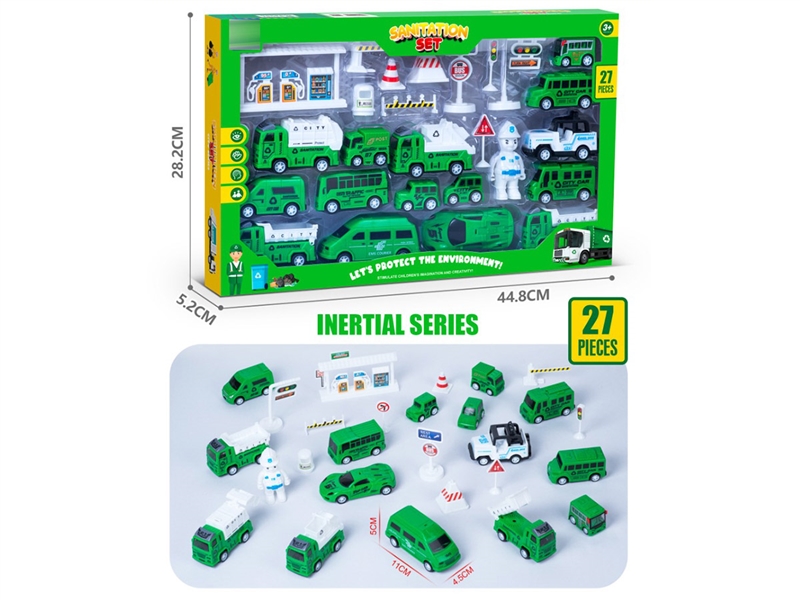 PULL BACK SANITATION CAR SET 27PCS - HP1228905