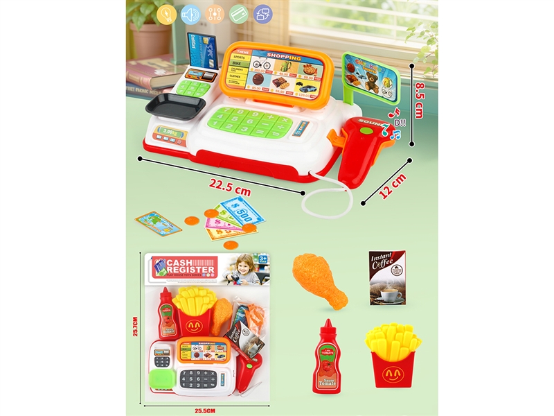 CASH REGISTER SET & FOOD SET W/LIGHT & MUSIC，2COLOURS - HP1229039