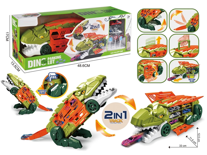 DINOSAUR PARKING LOT SET W/2PCS FREE WAY DIE-CAST CAR & ACCESSORIES - HP1231735