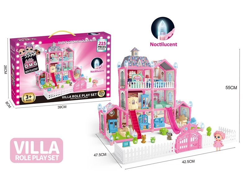 DIY VILLA SET W/LIGHT,215PCS - HP1232916