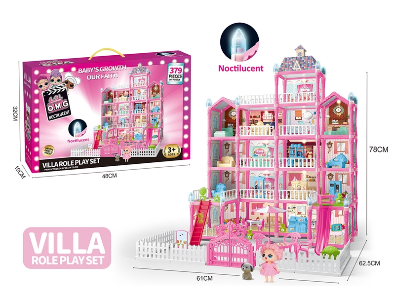 DIY VILLA SET W/LIGHT,218PCS - HP1232917