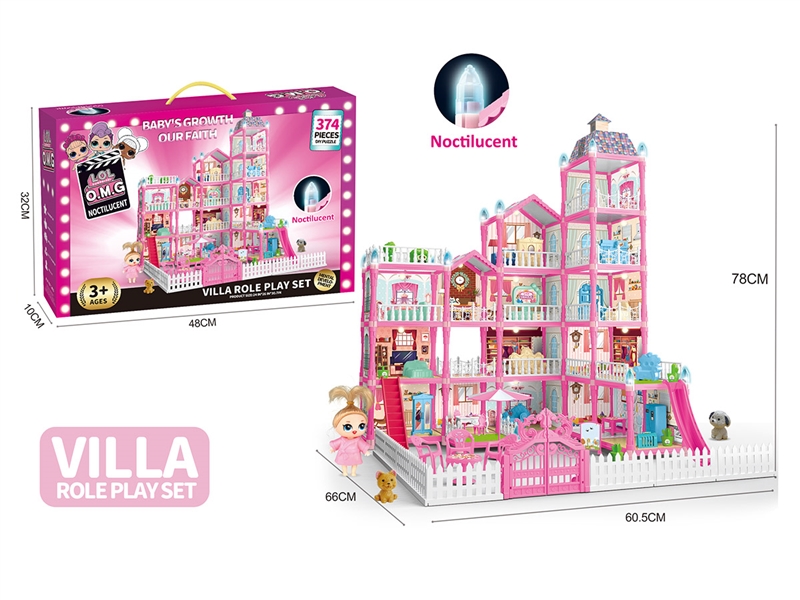 DIY VILLA SET W/LIGHT,374PCS - HP1232918