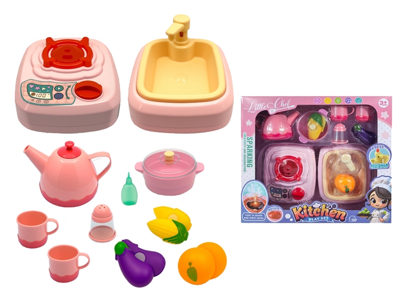 KITCHEN SET W/LIGHT & SOUND & SPRAY（WATER CIRCULATION） - HP1233451
