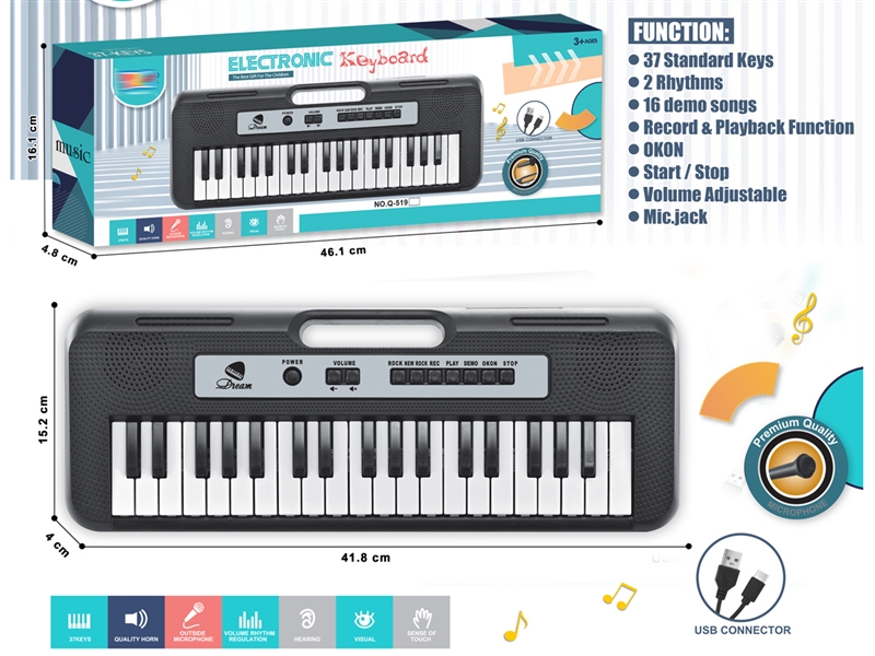 37-KEY ELECTRONIC ORGAN W/MICROPHONE - HP1233477