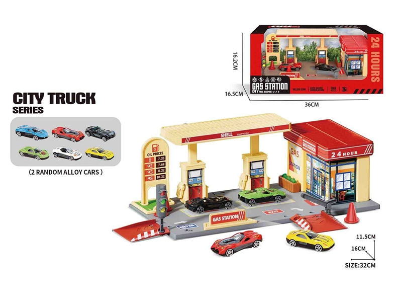 GAS STATION SET W/DIE-CAST CAR 2PCS - HP1234027