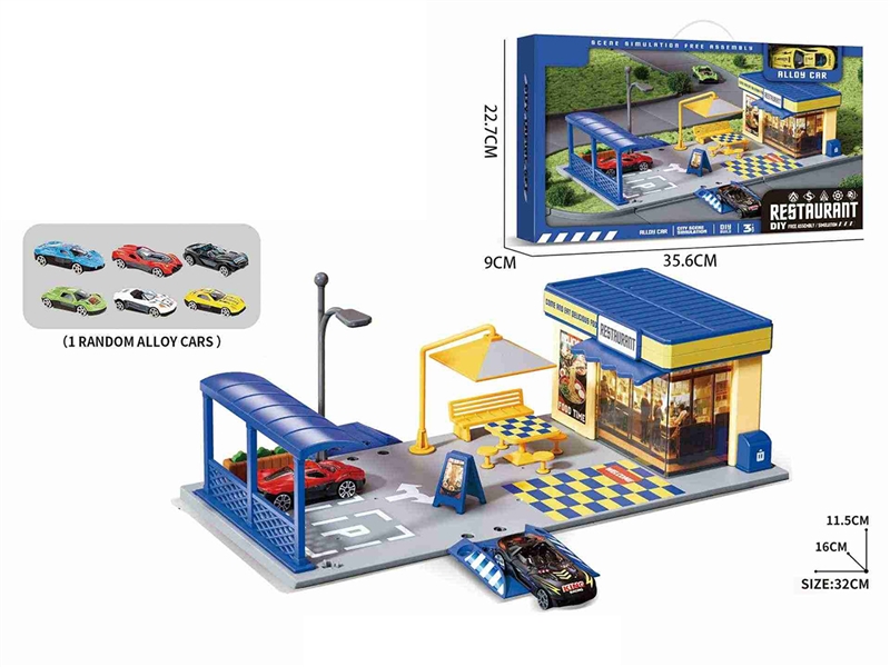 RESTAURANT SET W/DIE-CAST CAR 1PCS - HP1234036