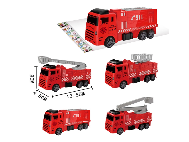 PULL BACK FIRE TRUCK，4ASST - HP1234081