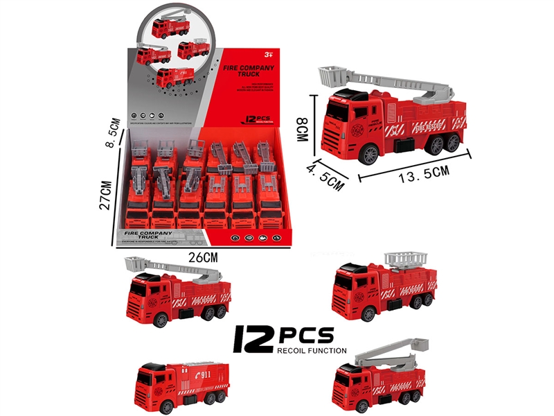 PULL BACK FIRE TRUCK 4ASST,12PCS/DISPLAY BOX - HP1234086