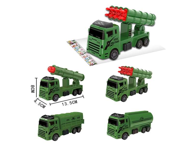 PULL BACK MILITARY TRUCK，4ASST - HP1234087