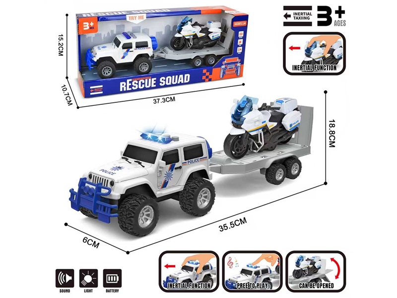 FRICTION POLICE CAR & MOTORCYCLE W/LIGHT & SOUND - HP1234556