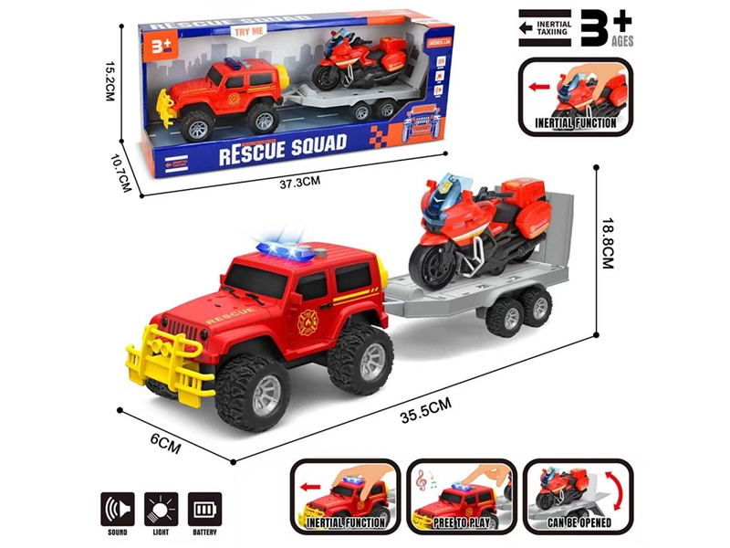 FRICTION POLICE CAR & MOTORCYCLE W/LIGHT & SOUND - HP1234557