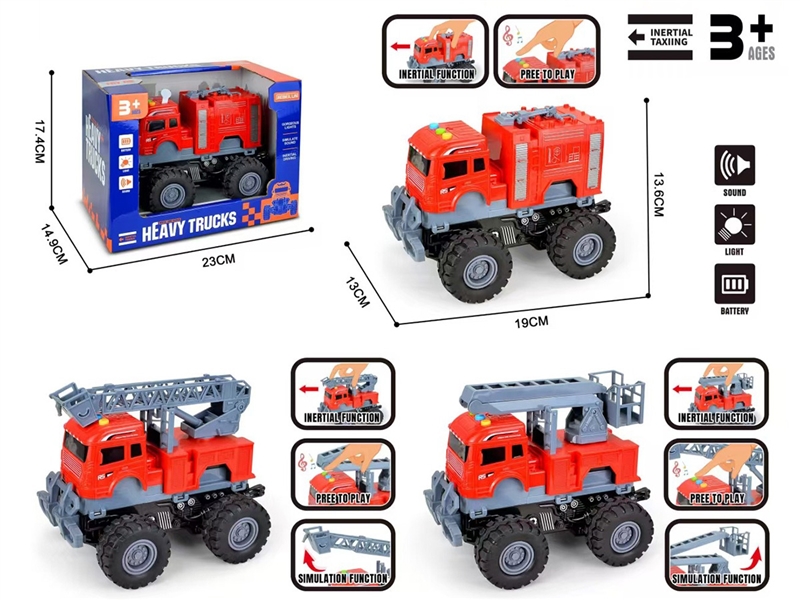 FRICTION FIRE CAR W/LIGHT & SOUND,3ASST - HP1234558