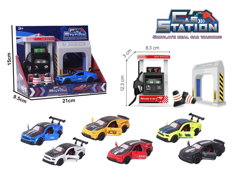 PETROL STATION W/SOUND & PULL BACK DIE-CAST CAR - HP1236207