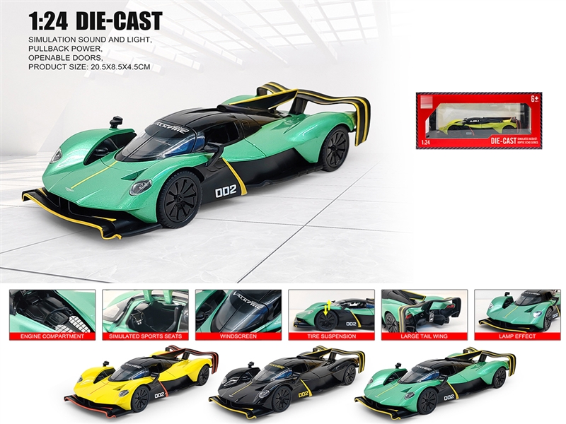 1：24 PULL BACK DIE-CAST CAR W/LIGHT & SOUND & CAN OPEN THE DOOR,3COLOURS - HP1236399