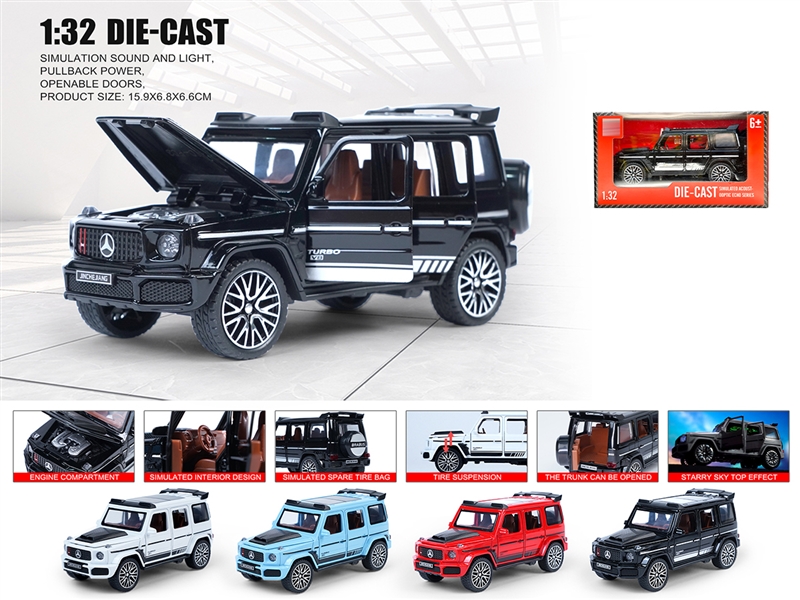 1：32 PULL BACK DIE-CAST CAR W/LIGHT & SOUND & CAN OPEN THE DOOR,4COLOURS - HP1236411