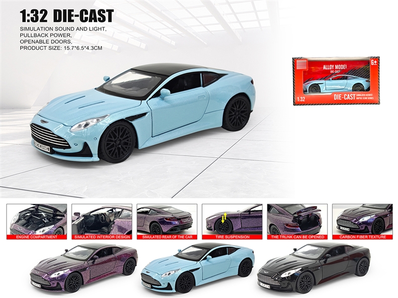 1：32 PULL BACK DIE-CAST CAR W/LIGHT & SOUND & CAN OPEN THE DOOR,3COLOURS - HP1236428