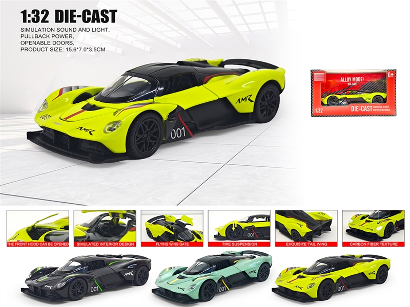 1：32 PULL BACK DIE-CAST CAR W/LIGHT & SOUND & CAN OPEN THE DOOR,3COLOURS - HP1236431