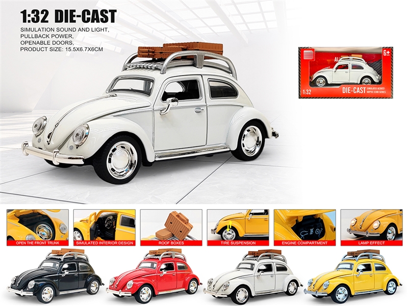 1：32 PULL BACK DIE-CAST CAR W/LIGHT & SOUND & CAN OPEN THE DOOR,4COLOURS - HP1236450