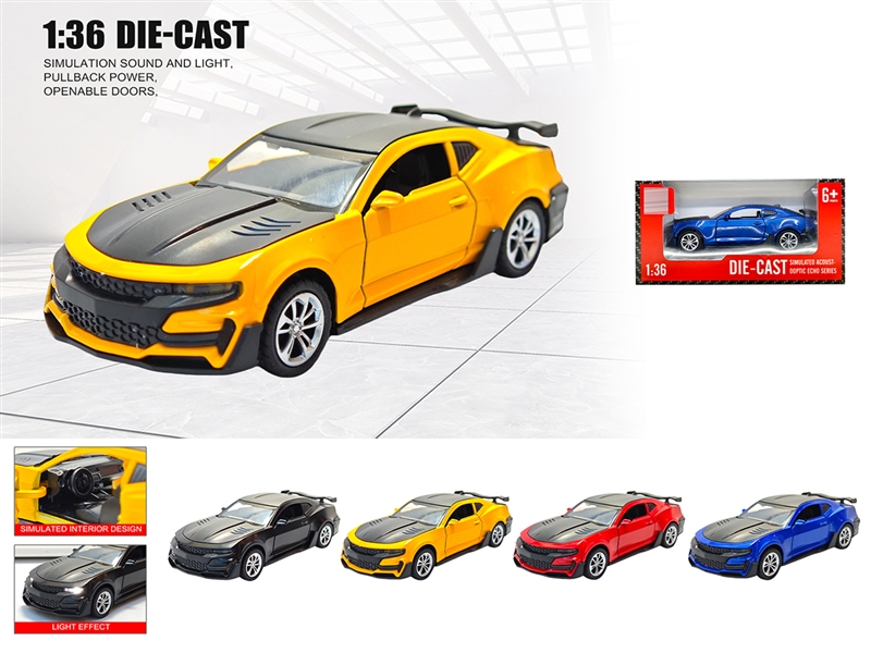 1：36 PULL BACK DIE-CAST CAR W/LIGHT & SOUND & CAN OPEN THE DOOR,4COLOURS - HP1236451