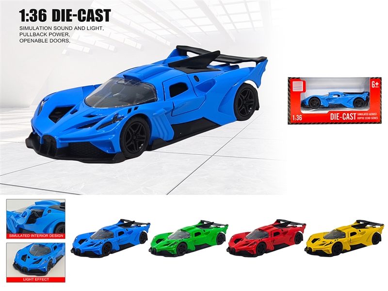 1：36 PULL BACK DIE-CAST CAR W/LIGHT & SOUND & CAN OPEN THE DOOR,4COLOURS - HP1236457