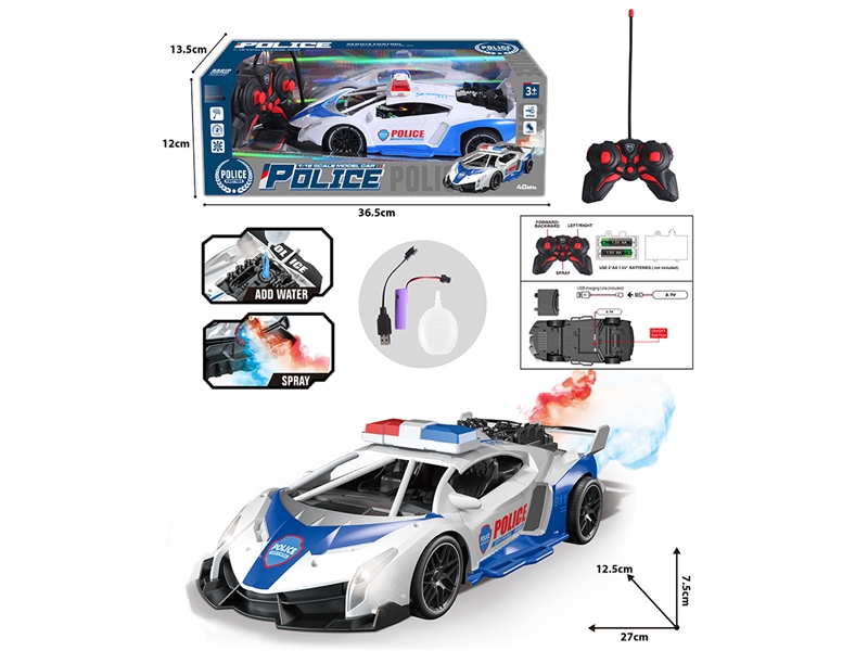 1:16 5-CHANNE R/C POLICE CAR W/LIGHT & SPRAY - HP1236482