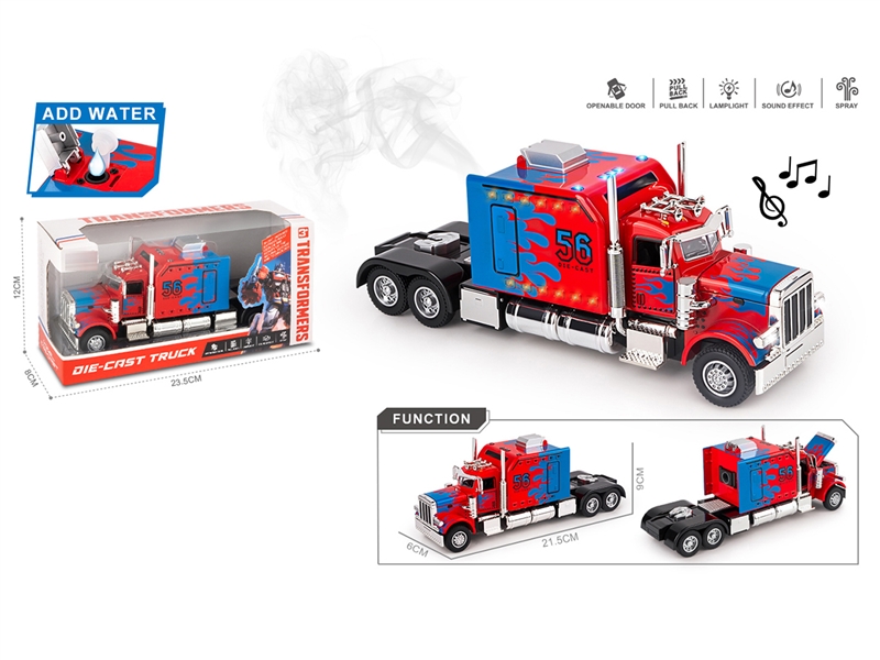 1:24 PULL BACK DIE-CAST TRUCK W/LIGHT & MUSIC & SPRAY & CAN OPEN THE DOOR - HP1237027