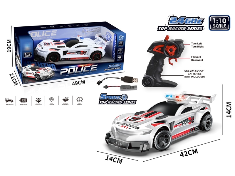 1:102.4G四通遥控警车城市跑车（带前进灯，警灯） - HP1239396