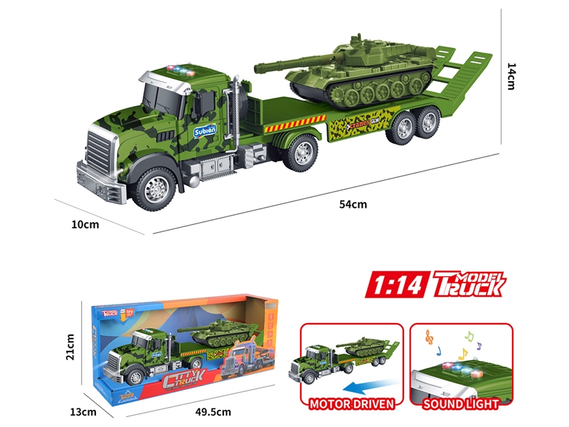 1:14 FRICTION MILITARY TRUCK SET W/LIGHT & MUSIC(INCLUDED BATTERY） - HP1241040