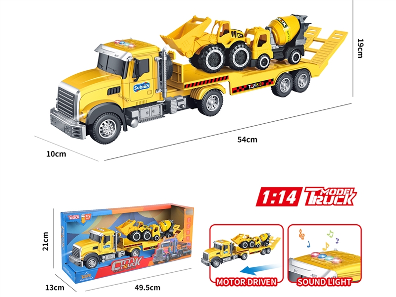 1:14 FRICTION CONSTRUCTION TRUCK SET W/LIGHT & MUSIC(INCLUDED BATTERY） - HP1241041