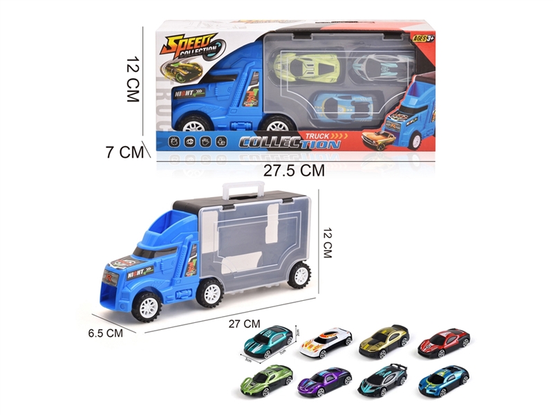 FREE WAY CONTAINER TRUCK W/DIE-CAST CAR 3PCS - HP1241440